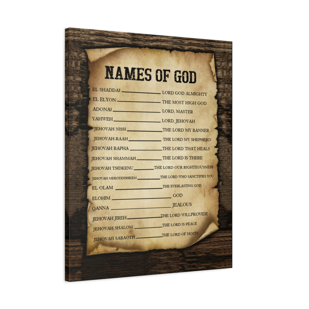 Scripture Canvas Names of God Christian Wall Art Bible Verse Print